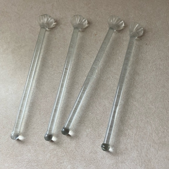 Vintage Glass Stir Sticks Set of 4 , - Picture 3 of 5